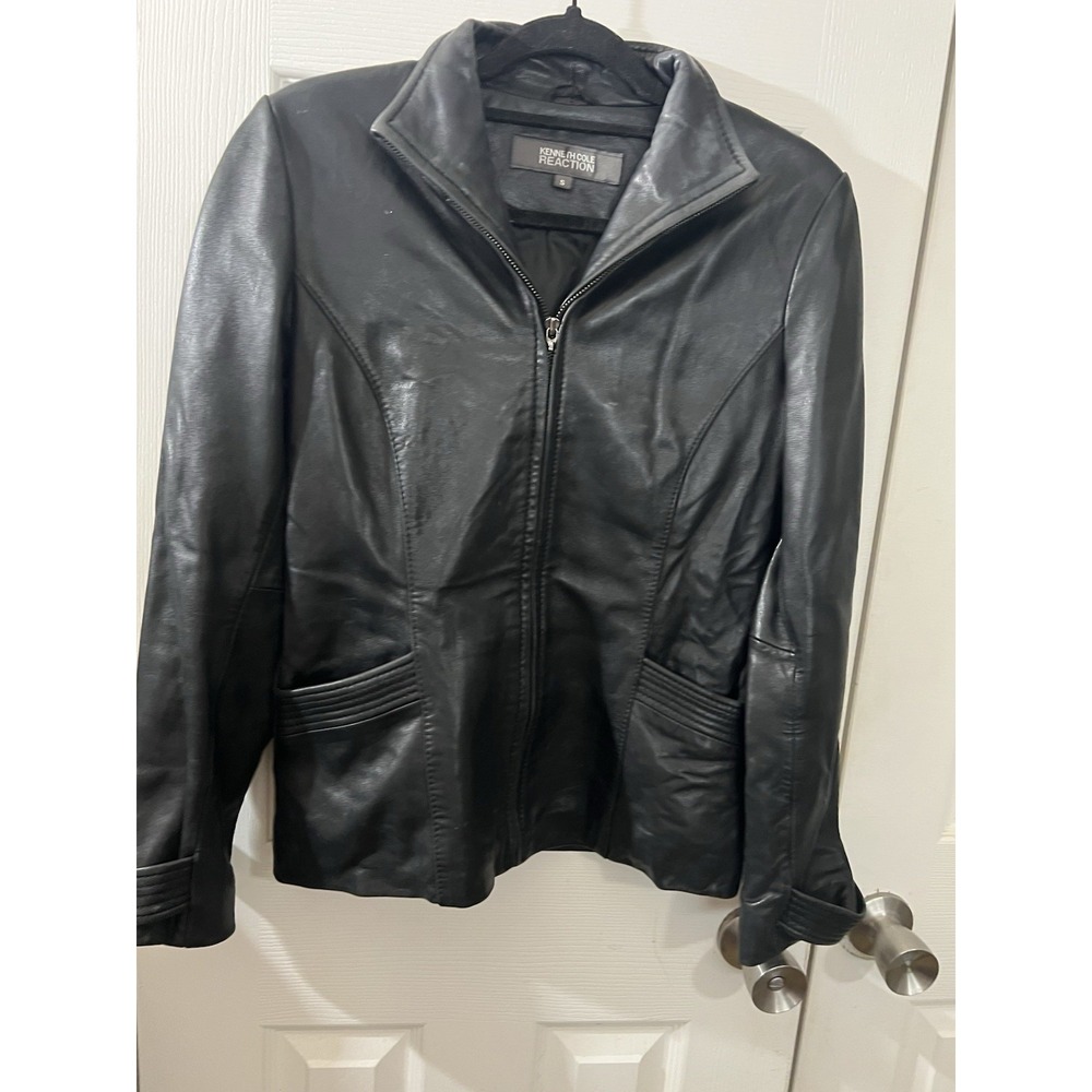 Kenneth Cole Reaction Women's‎ Black Leather Jacket Size Small